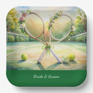 Tennis-Hochzeits-Blumen-Schläger Pappteller