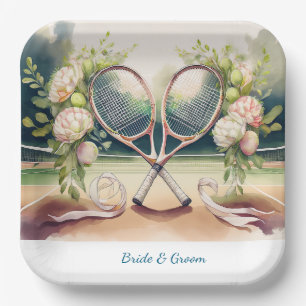 Tennis-Hochzeits-Blumen-Schläger Pappteller