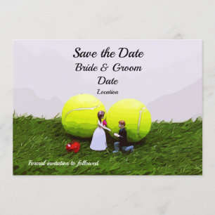 Tennis-Hochzeitseinladungskarte mit Braut und Bräu Einladung