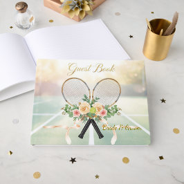Tennis-Hochzeitsgästebuch – Floraler Schläger Gästebuch