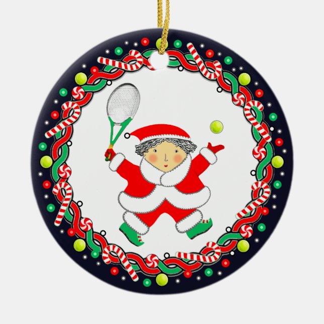 Tennis Holiday Keramik Ornament (Vorne)