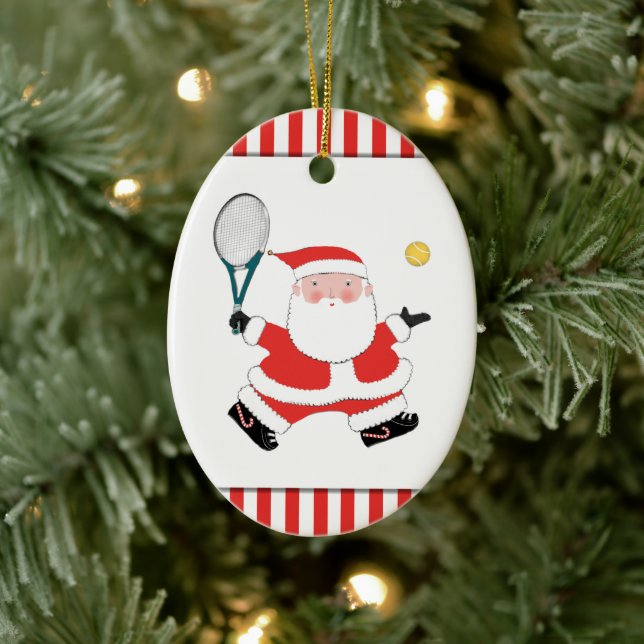 Tennis Holiday Keramik Ornament (Baum)