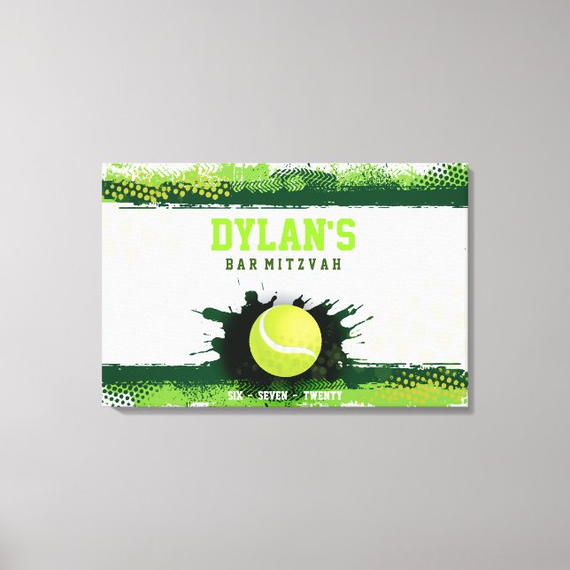 TENNIS in GRÜNEN Bar Mitzvah Sign in Memory Board Leinwanddruck (Vorderseite)
