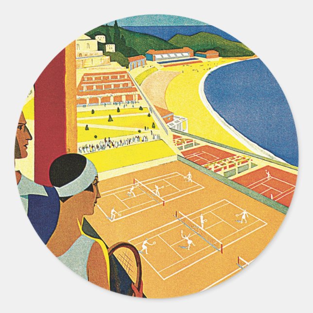 Tennis in Monte Carlo Runder Aufkleber (Vorderseite)