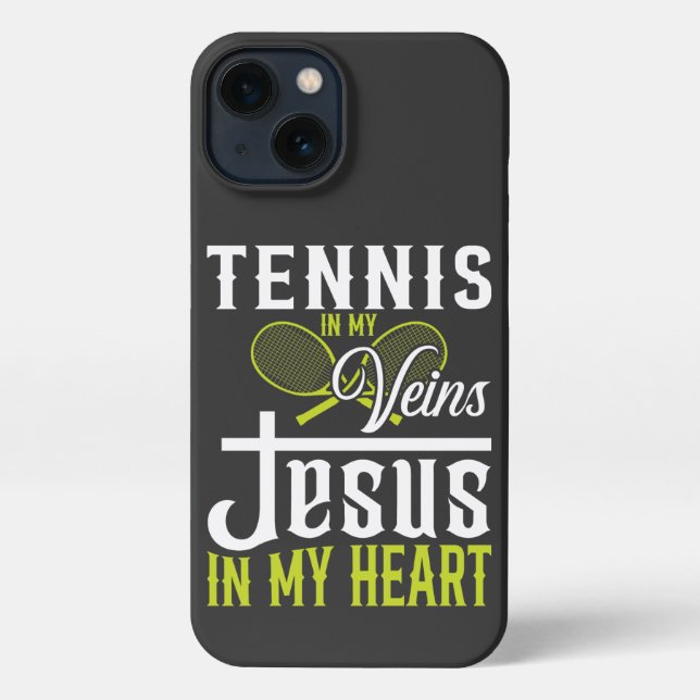 Tennis In My Veins Jesus In My Heart iPhone Hülle (Rückseite)