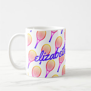 Tennis Individuelle Name Bright Pink Lila Personal Kaffeetasse