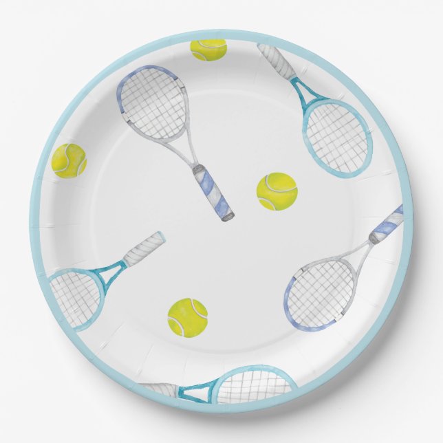 Tennis Inspiriert Geburtstagspapier-Teller Pappteller (Vorderseite)