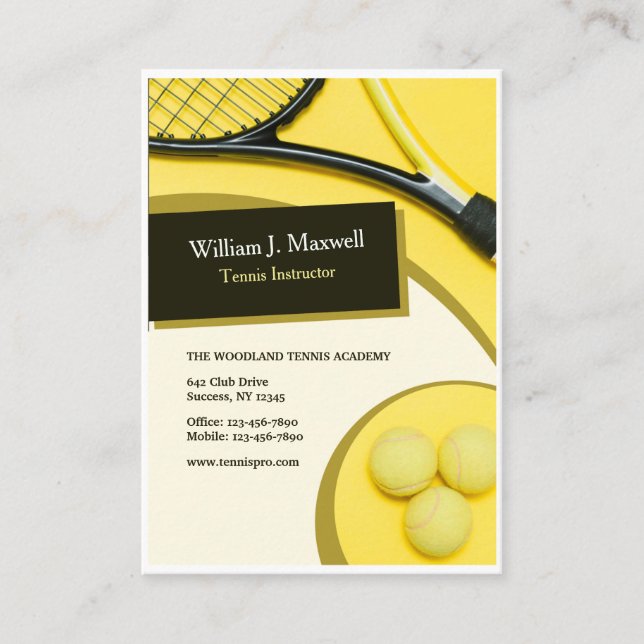 Tennis Instructor Business Cards Visitenkarte (Vorderseite)