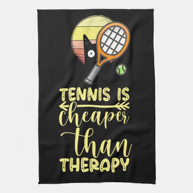 Tennis ist billiger als Therapie Geschirrtuch (Vertikal)
