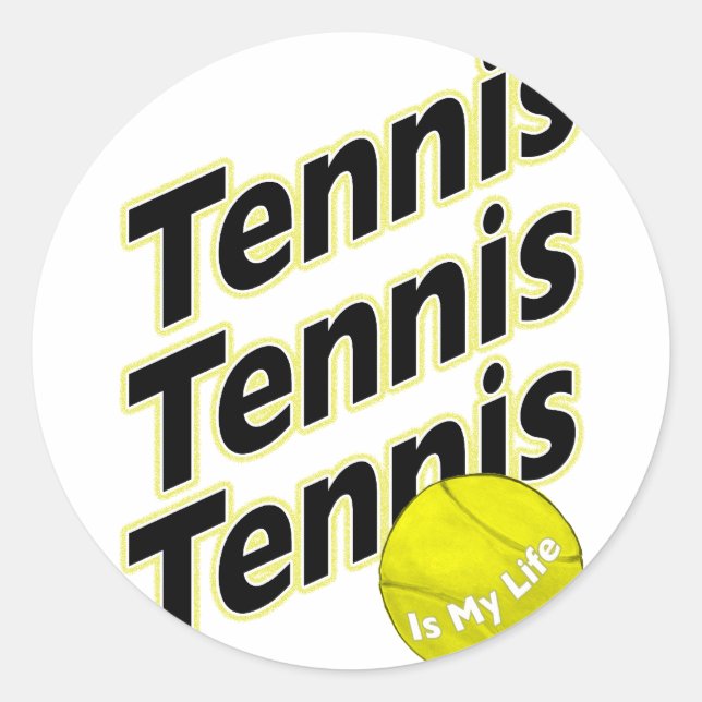 Tennis ist mein Leben Runder Aufkleber (Vorderseite)