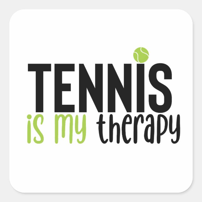 Tennis ist meine Therapie Quadratischer Aufkleber (Vorderseite)