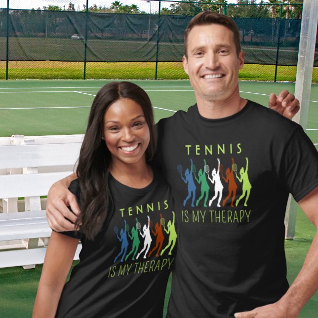 Tennis ist meine Therapie! Tennisspielerin Black T-Shirt (Von Creator hochgeladen)