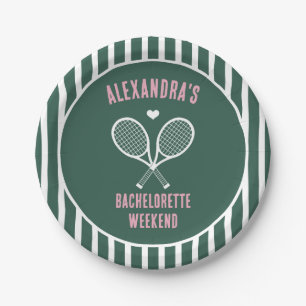 Tennis-Junggesellinnen-Abschied preppy grün Pappteller