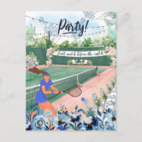 Tennis-Junggesellinnenabschied-Braut auf dem Tenni