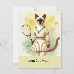 Tennis-Katzen-Frau-Spielerin Wasserfarben Postkarte