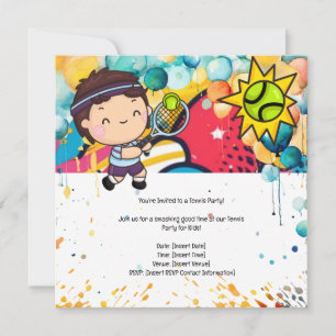 Tennis Kid Birthday Party Einladung
