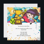 Tennis Kid Birthday Party Einladung<br><div class="desc">Feiern Sie Ihren besonderen Tag mit unserer Tennis Geburtstagsparty Einladung! Dieses lebendige und sportliche Design ist perfekt für Tennisfans jeden Alters. Auf der Vorderseite befindet sich eine dynamische Darstellung zum Thema Tennis mit Platz, um den Namen und das Party Ihres Kindes individuell zu gestalten. Auf der Rückseite finden Sie alle...</div>