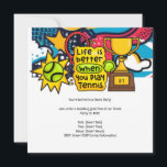 Tennis Kid Birthday Party Save The Date<br><div class="desc">Feiern Sie Ihren besonderen Tag mit unserer Tennis Geburtstagsparty Einladung! Dieses lebendige und sportliche Design ist perfekt für Tennisfans jeden Alters. Auf der Vorderseite befindet sich eine dynamische Darstellung zum Thema Tennis mit Platz, um den Namen und das Party Ihres Kindes individuell zu gestalten. Auf der Rückseite finden Sie alle...</div>