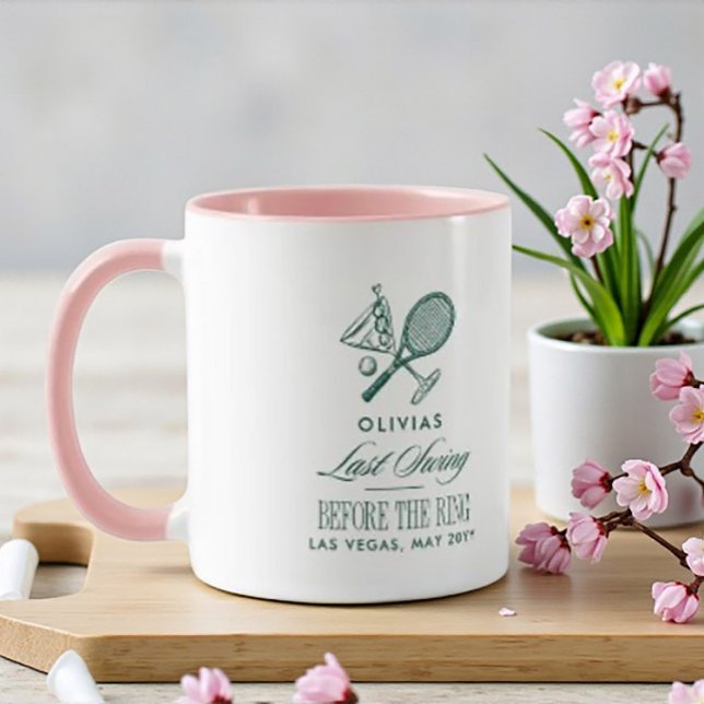Tennis letzter Schwung vor dem Ring Junggesellinne Tasse (Von Creator hochgeladen)