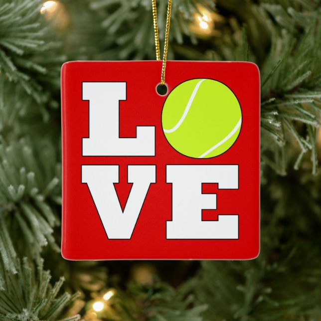 Tennis LIEBE Custom Color Weihnachtsdekoration Keramikornament (Baum)