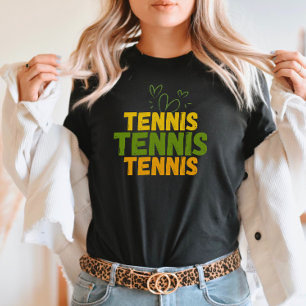 Tennis Liebe – Fette grüne und gelbe Herzschwingun T-Shirt