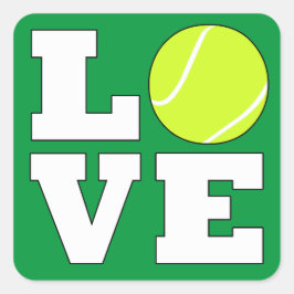 Tennis LIEBE Fun Sports Player Party Quadratischer Aufkleber