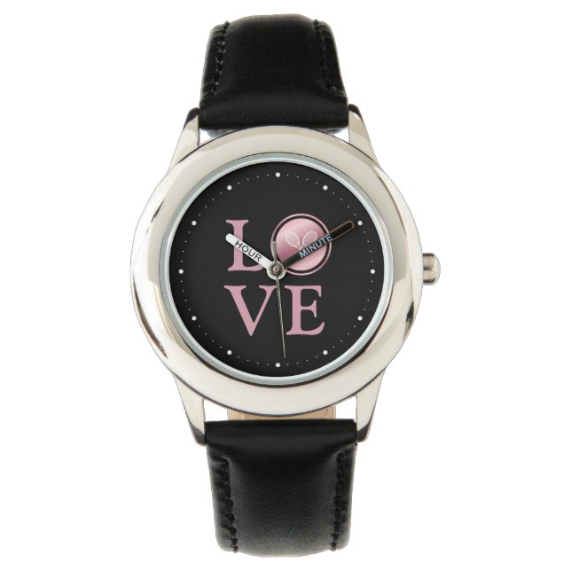 Tennis Liebe Klasse Rose Goldener Spielertrainer R Armbanduhr (Vorderseite)