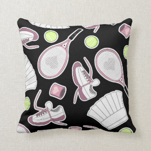 Tennis-Liebe-Muster-Rosa und Schwarzes Kissen