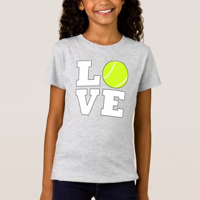 Tennis LIEBE Niedlich Girls Tennis Player oder Fan T-Shirt (Vorderseite)