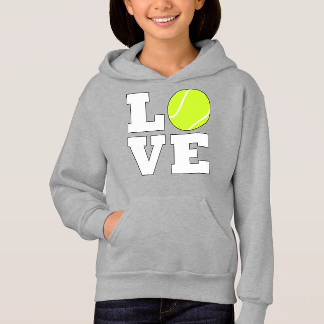 Tennis LIEBE Niedlich Girls Tennis Player oder Ven Hoodie (Vorderseite)