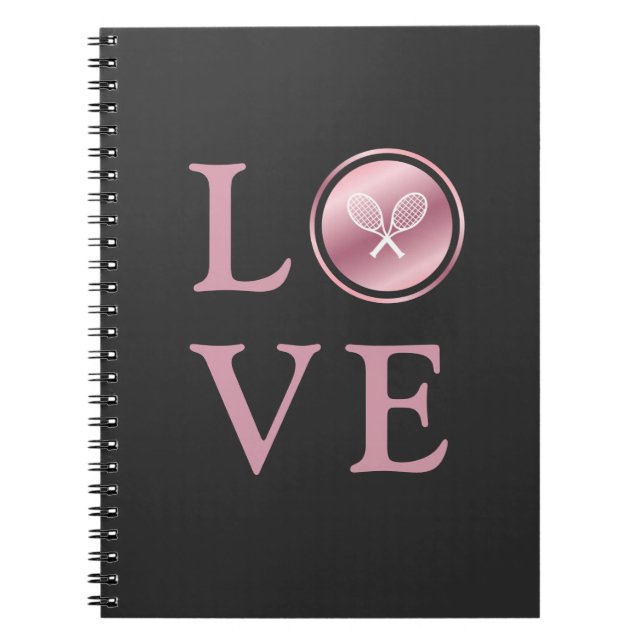 Tennis Liebe Rosa Rose Typografie Niedliche Racket Notizblock (Vorderseite)