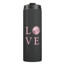 Tennis Liebe Rosa Rose Typografie Niedliche Racket Thermosbecher