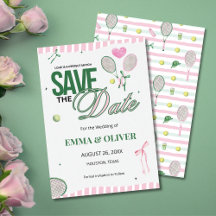 Tennis Liebe Termin vormerken Hochzeitseinladung