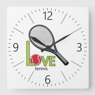 Tennis lieben quadratische wanduhr