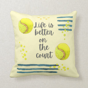 Tennis Life ist besser auf dem Platz Aquarell   Kissen