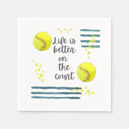 Tennis Life ist besser auf dem Platz Aquarell Serviette
