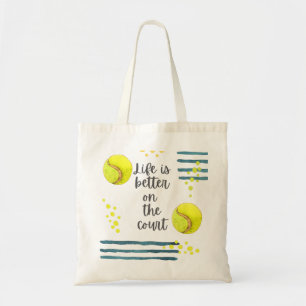 Tennis Life ist besser auf dem Platz Aquarell Tragetasche