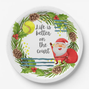 Tennis Life ist besser auf dem Platz Weihnachts-Pa Pappteller