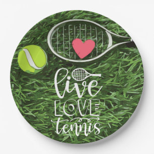 Tennis Live Liebe Tennis mit Ball und Schläger  Pappteller