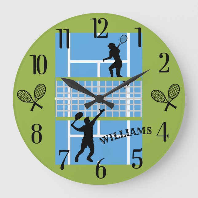 Tennis Lover Court Players  Große Wanduhr (Vorderseite)
