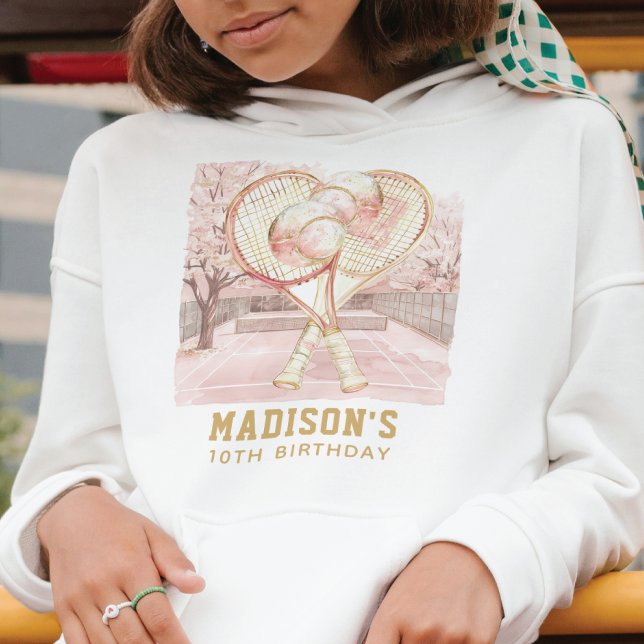 Tennis Luxury Girl Birthday personalisiert Hoodie (Von Creator hochgeladen)