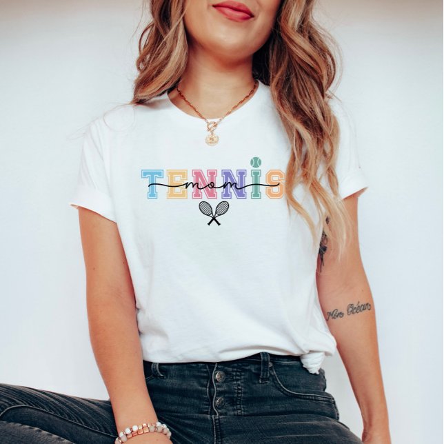 Tennis-Mama farbenfroh und Niedlich T-Shirt (Von Creator hochgeladen)