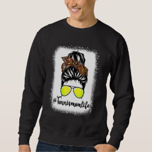 Tennis Mama Leopard Messy Bun Hair Frauen Sweatshirt
