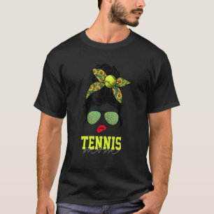 Tennis Mama Life Messy Bun Sonnenblumen Frauen Müt T-Shirt