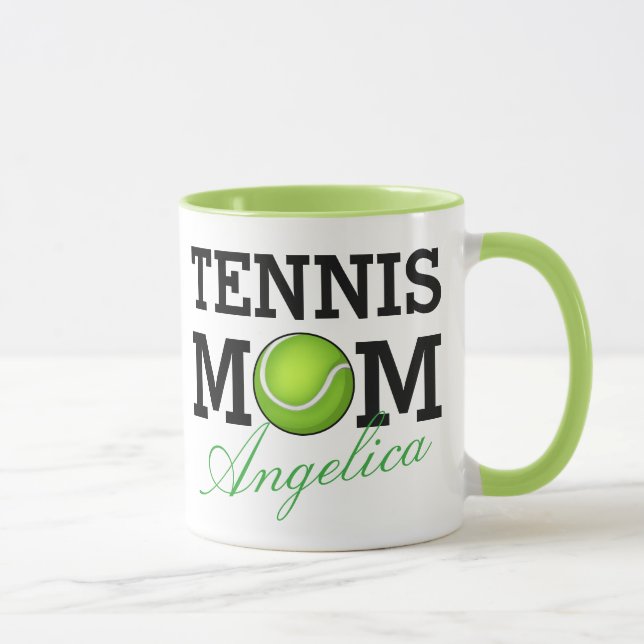 Tennis-Mama-personalisierter Name Tasse (Rechts)