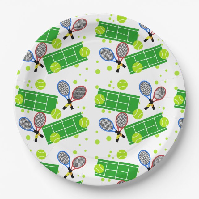 Tennis-Match Pappteller (Vorderseite)