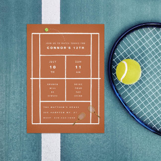 Tennis Match Party Tennis Geburtstagsparty Einladung
