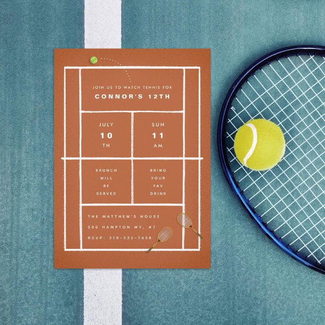 Tennis Match Party Tennis Geburtstagsparty Einladung (Von Creator hochgeladen)