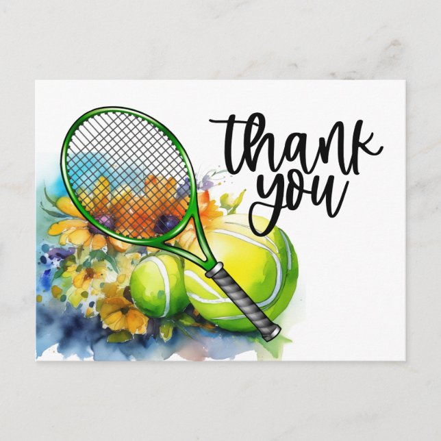 Tennis mit Schläger und Ballfarbe Postkarte (Vorderseite)