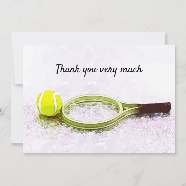 Tennis mit Schläger Vielen Dank an den Spieler Dankeskarte (Vorderseite)